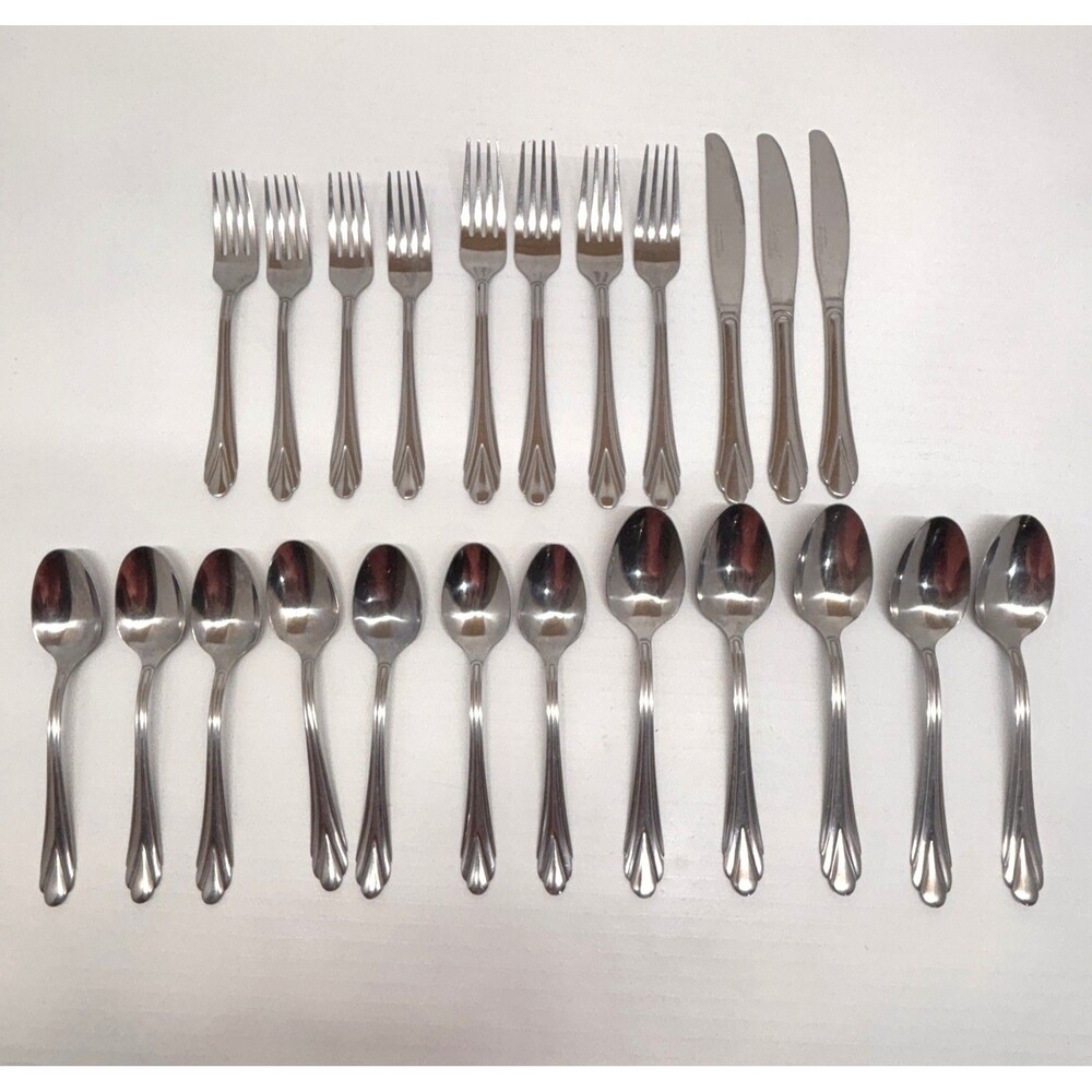 Lot Of 23 Pcs Hampton Silversmiths 273 Stainless Silverware Forks Spoons Knives